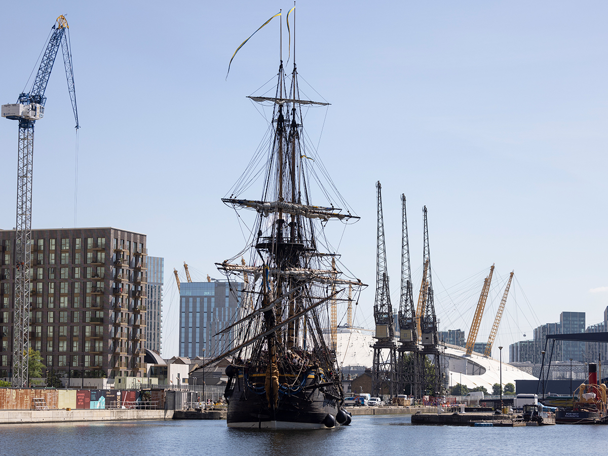 Moored at Canary Wharf in London